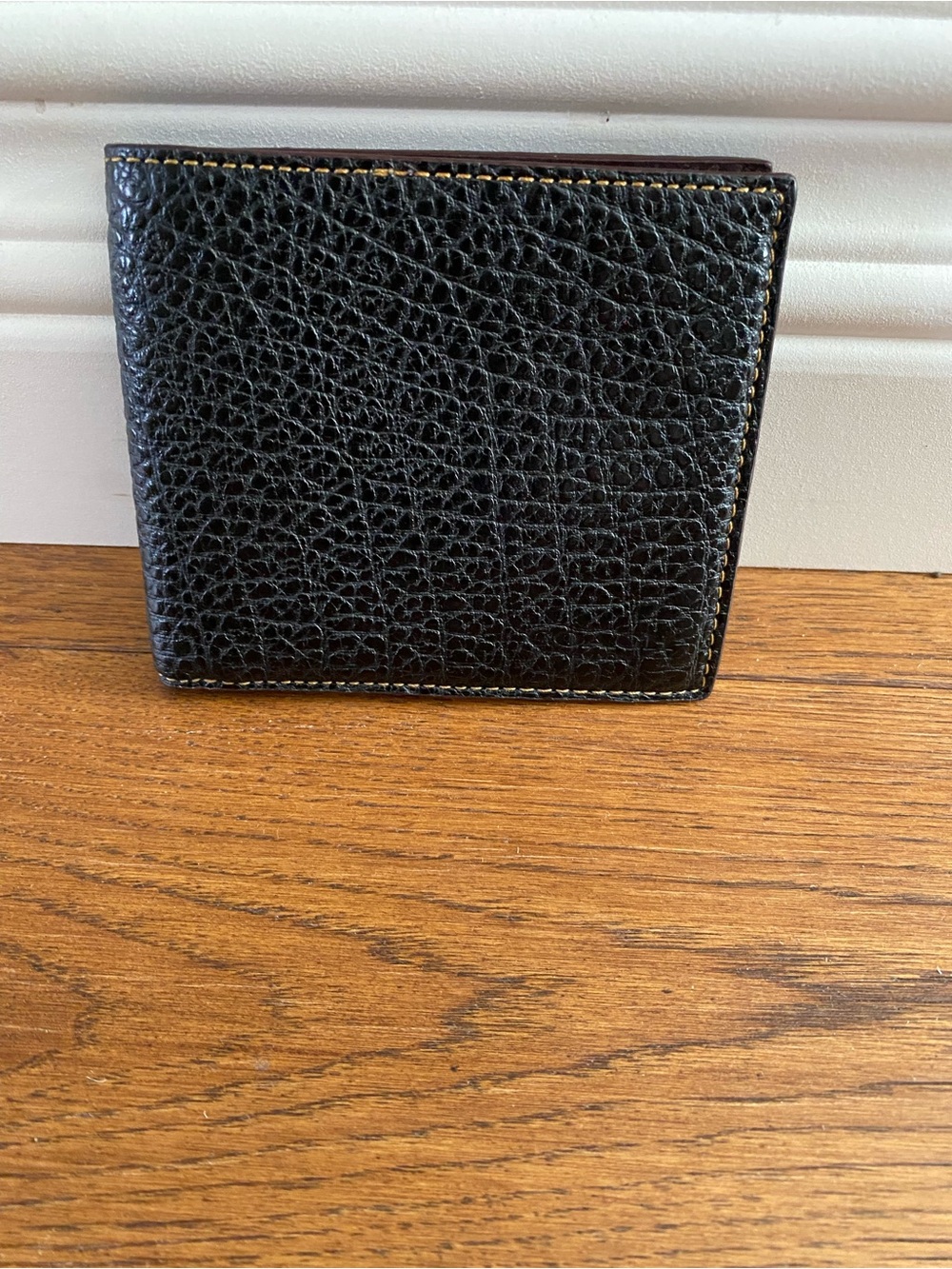 Coach Slim Billfold Wallet Black Pebble Leather